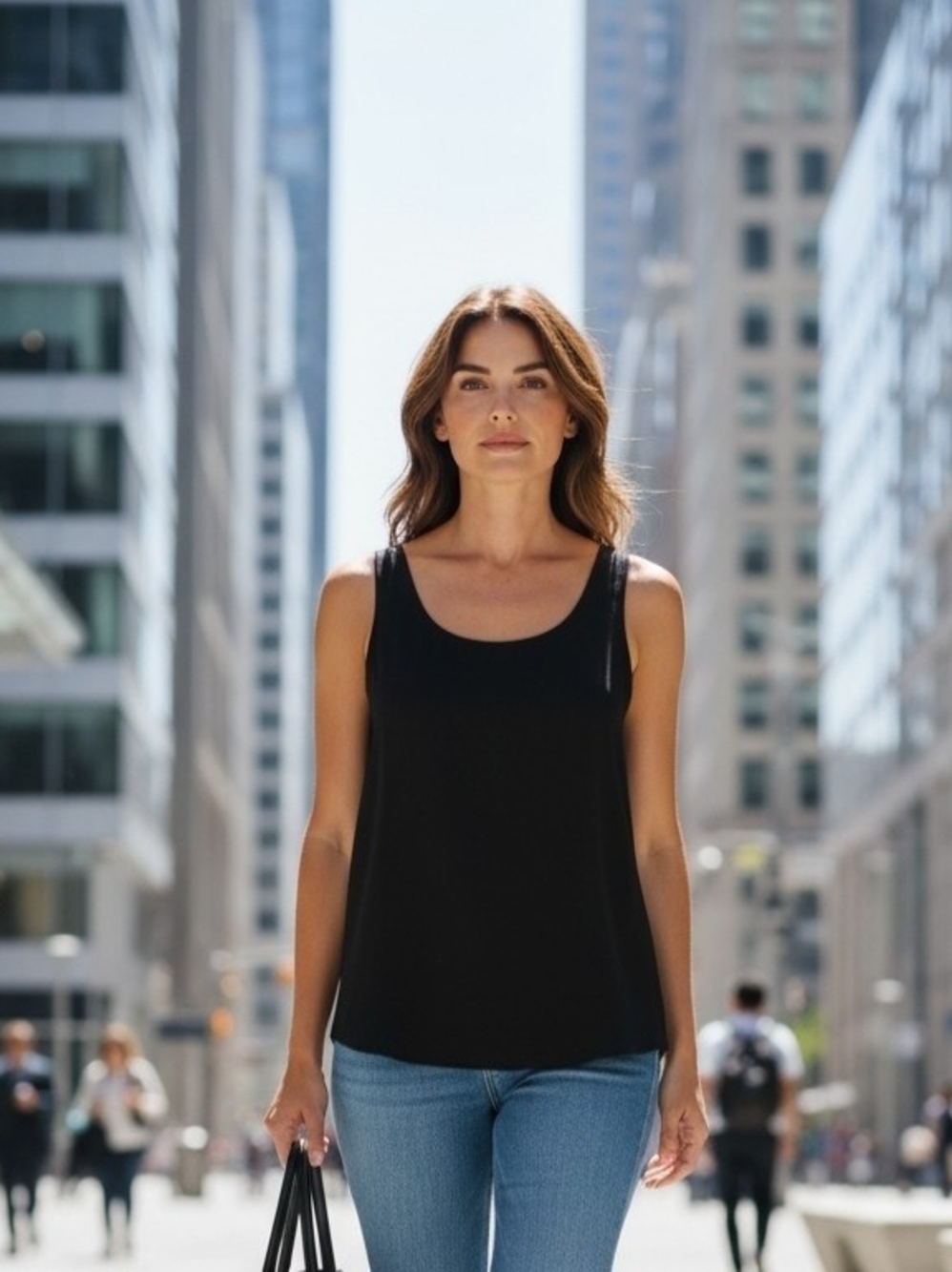 Lisa Bayne Medium Stylish Classic Black Women's Scoop Tank Top